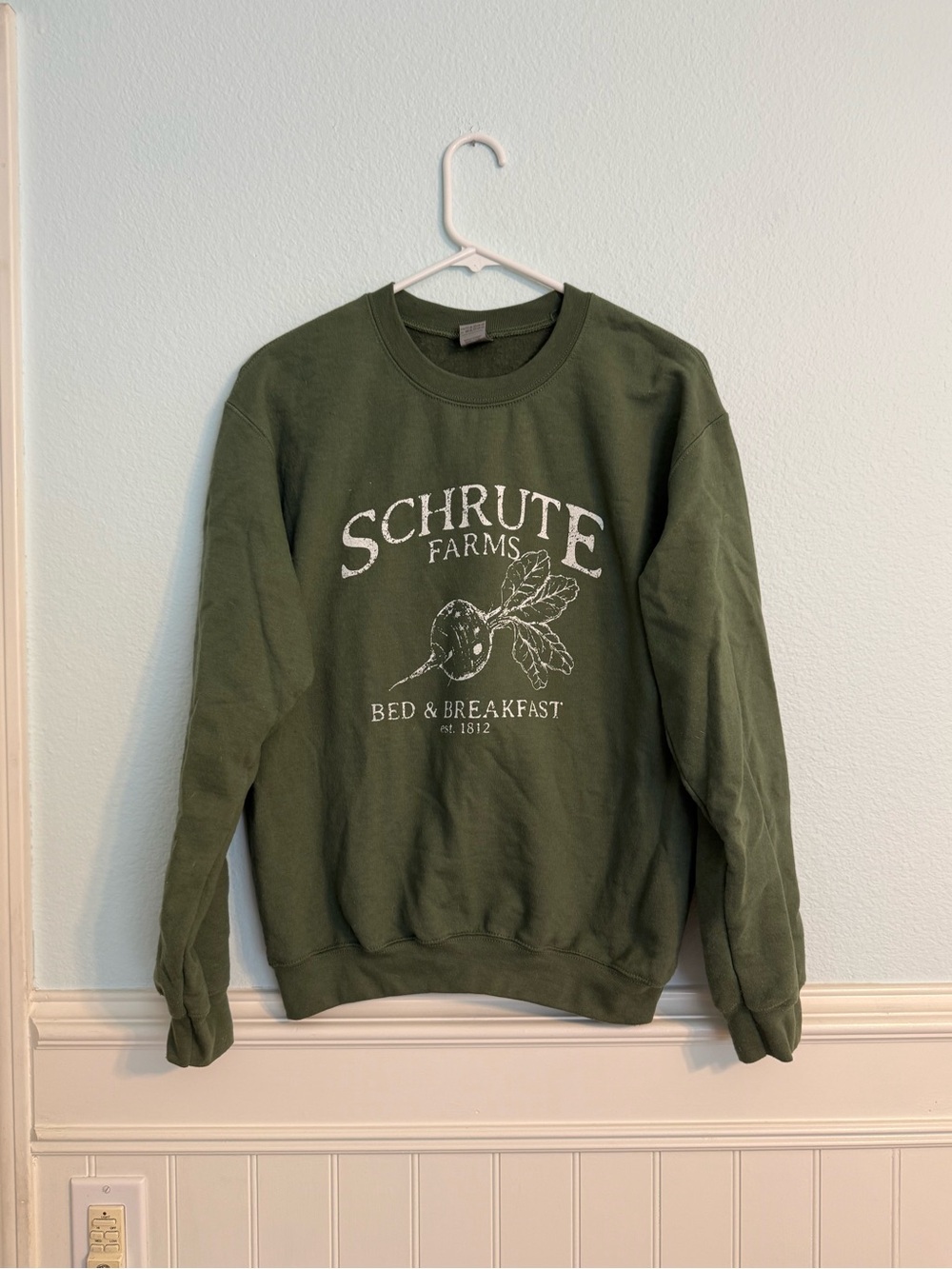 Olive Green Schrutw Farms Crewneck Sweatshirt